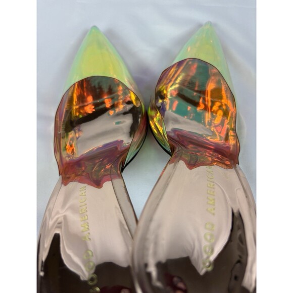 Good American PVC Mules Clear Rainbow Size 7.5 Point Toe Iridescent Stiletto - Picture 10 of 12